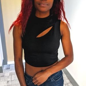 Black halter crop top small